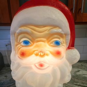 LG Santa Face Empire Blow Mold Lighted Christmas 24" Head  Holder 1960's…